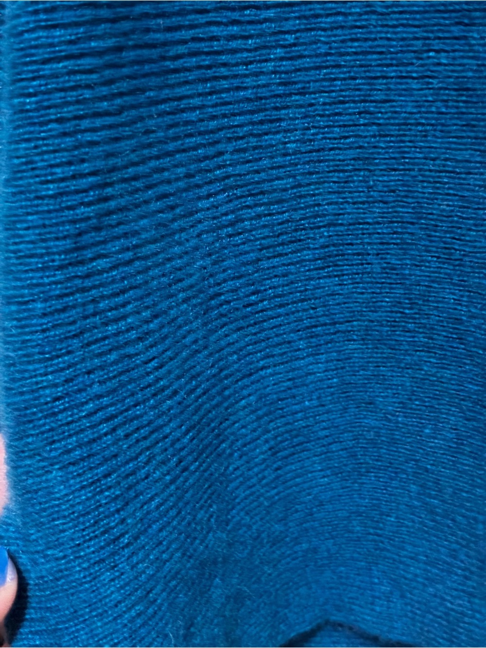 Garnet Hill Cable-Knit Cashmere Long Sleeve Sweater - Teal Blue size medium - Picture 3 of 7